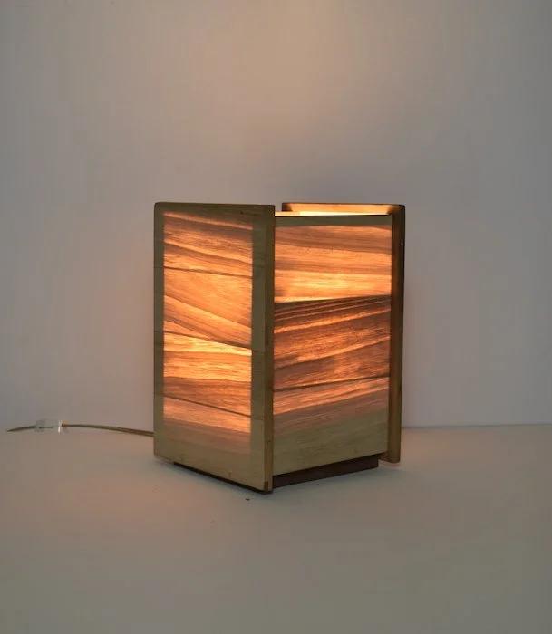  paulownia veneer lamp  6 × 6 × 9”  paulownia, mixed hardwood frame  2025  $600 