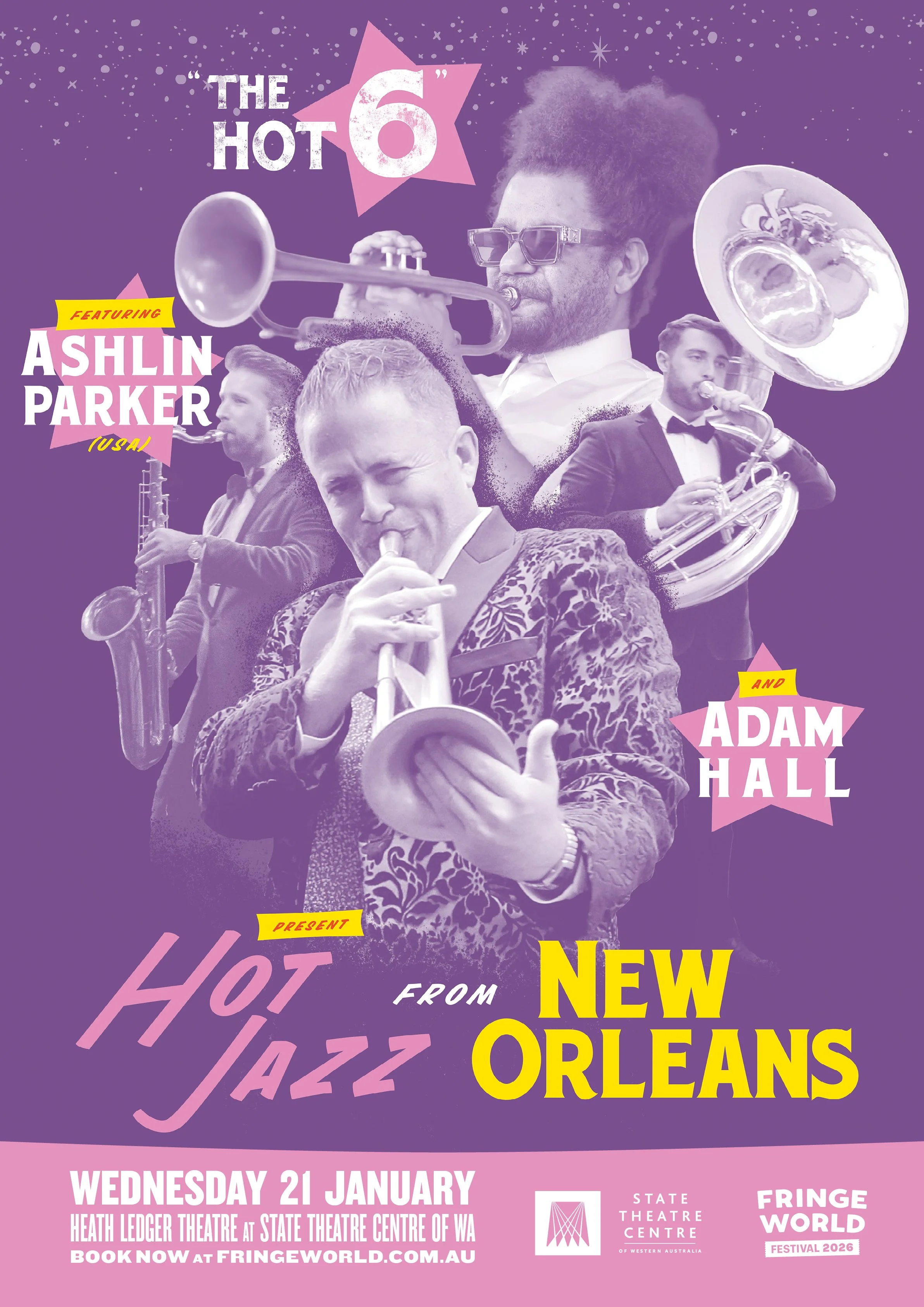 Hot 6 Brass Band with Adam Hall and ASHLIN PARKER (USA) LIve in The Theatre