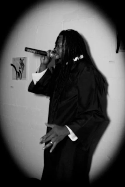  Detail from Final Ascension II  microphone, black robe,&nbsp;&nbsp;  2014 