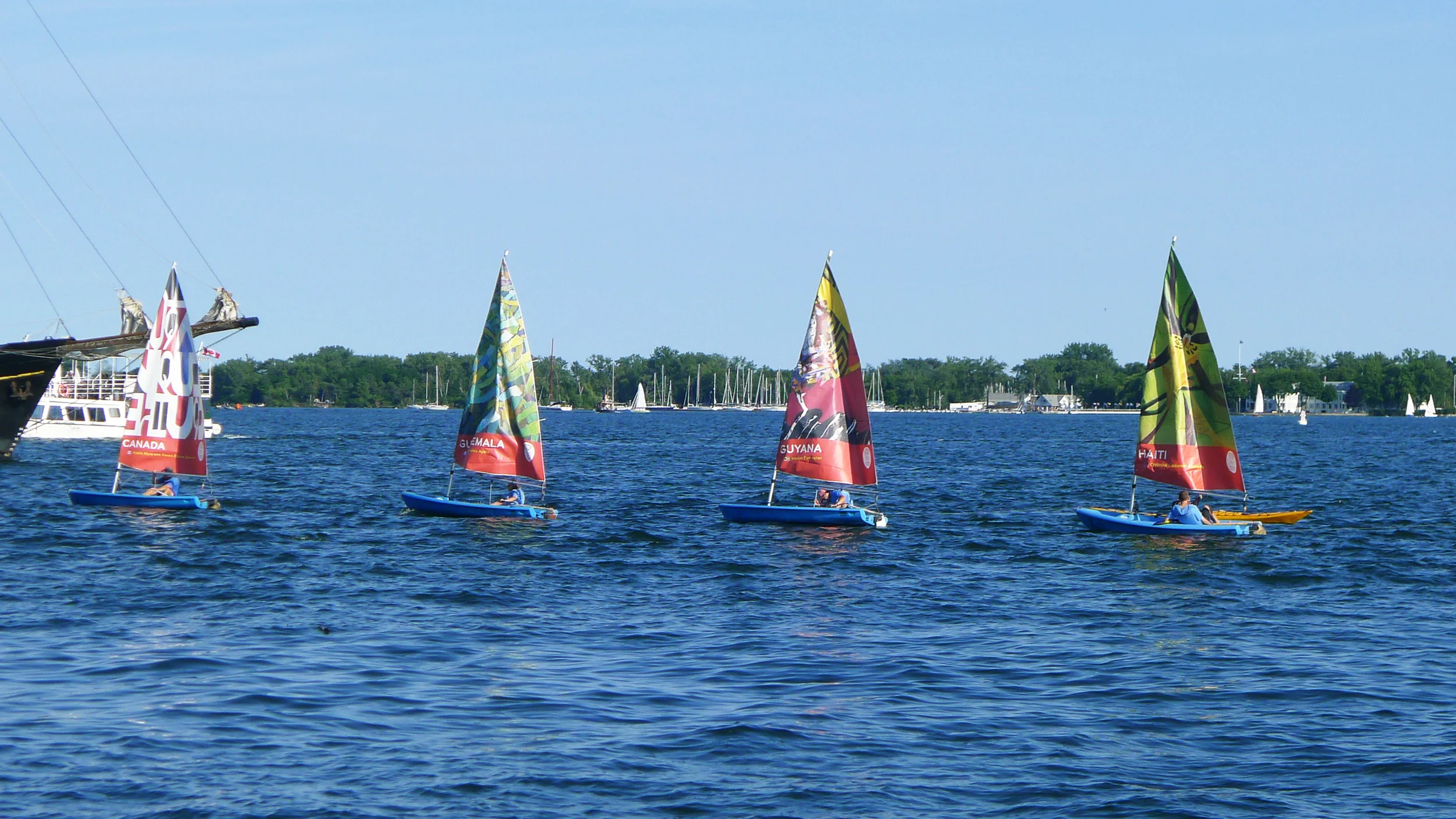  Guyana sail (PanAm Games)  acrylic on canvas&nbsp;  12'x3'x5'  2015&nbsp; 
