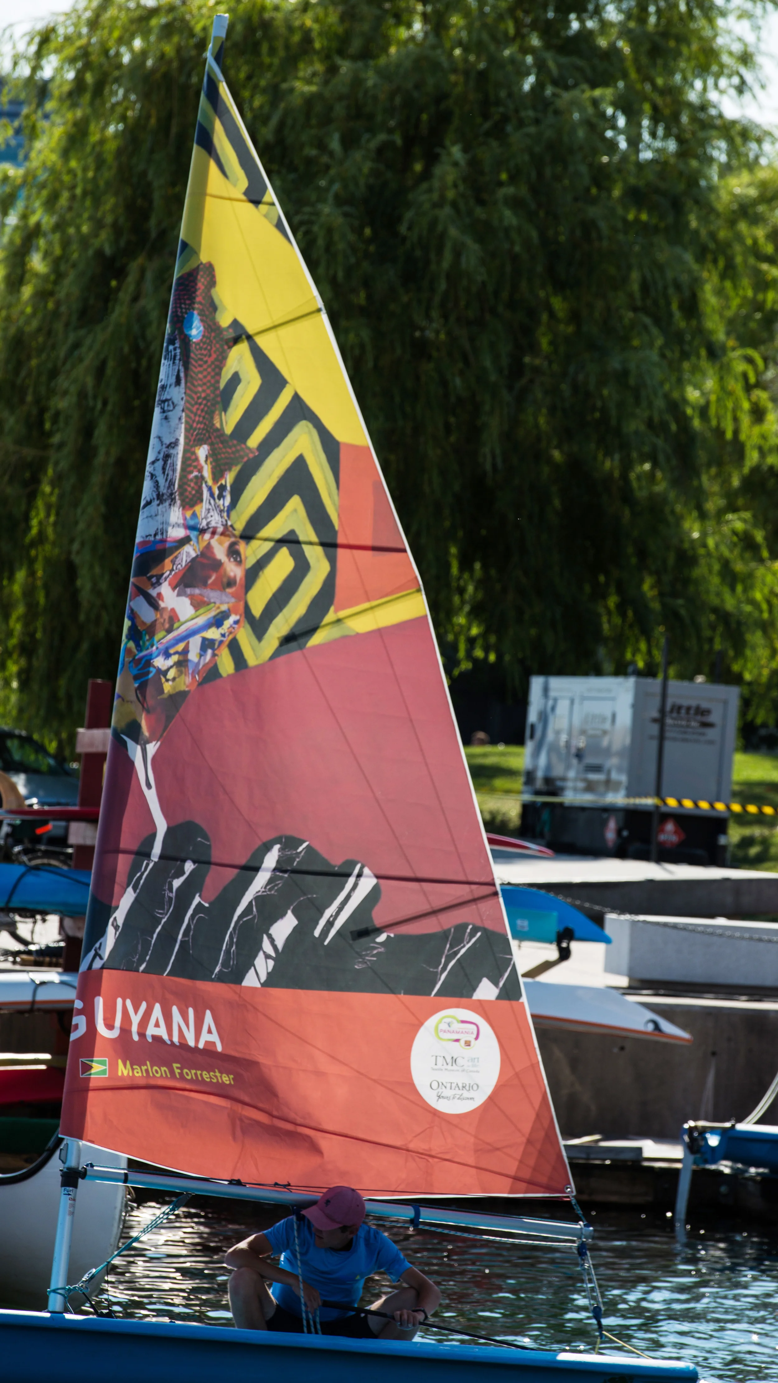  Guyana sail (PanAm Games)  acrylic on canvas&nbsp;  12'x3'x5'  2015&nbsp; 