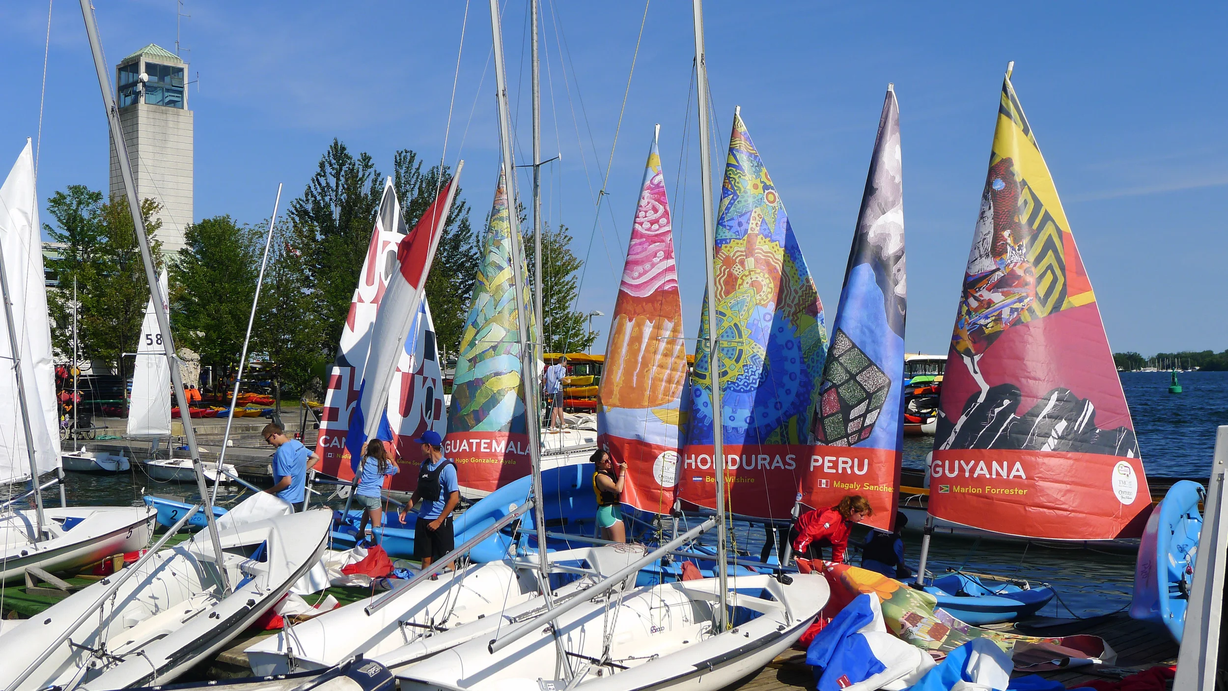  Guyana sail (PanAm Games)  acrylic on canvas&nbsp;  12'x3'x5'  2015&nbsp; 