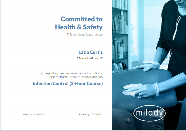 Milady Infection Control Certificate PIC.PNG