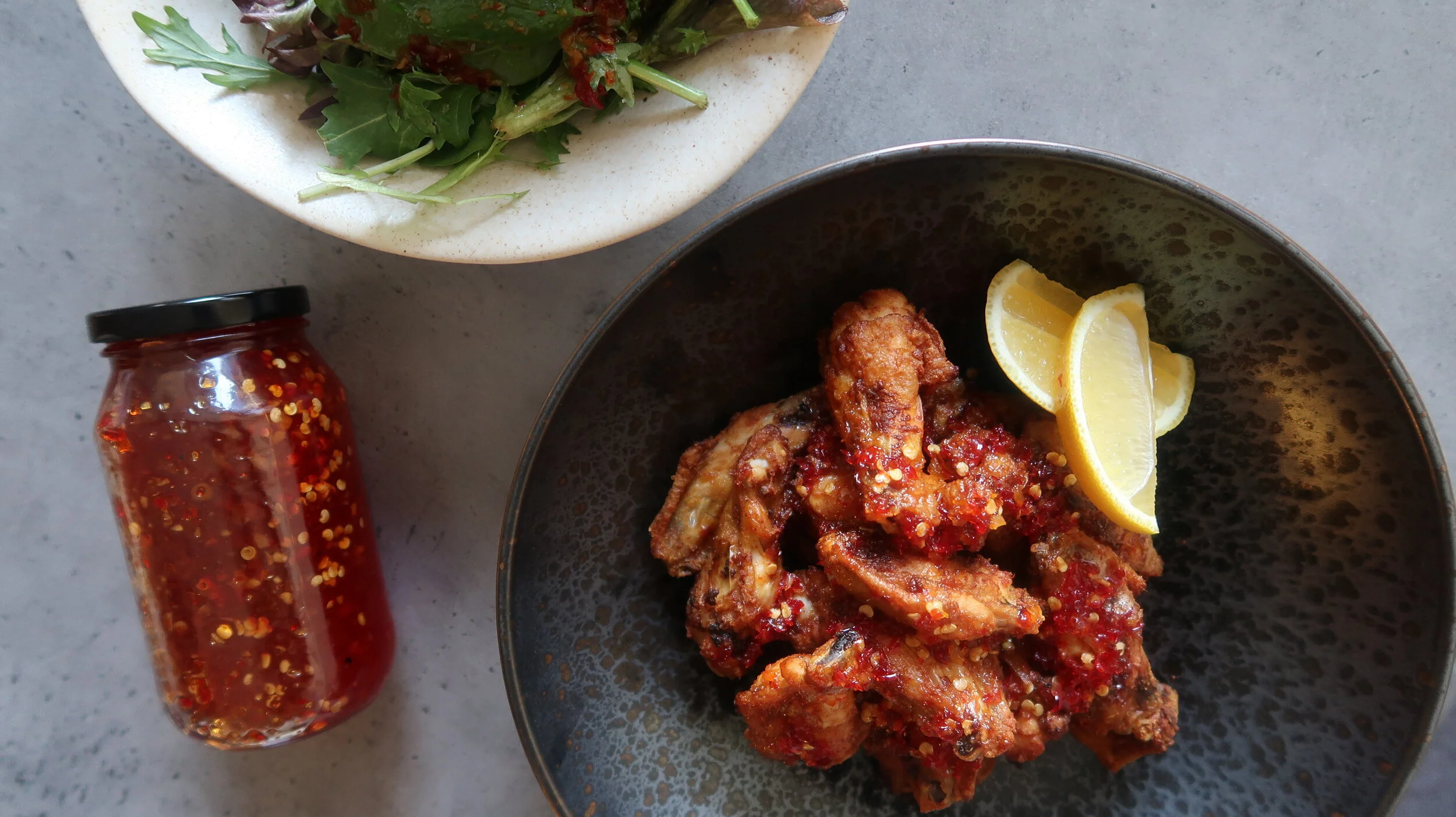 Baked Crispy Chicken Wings with Homemade Sweet Chilli Jam