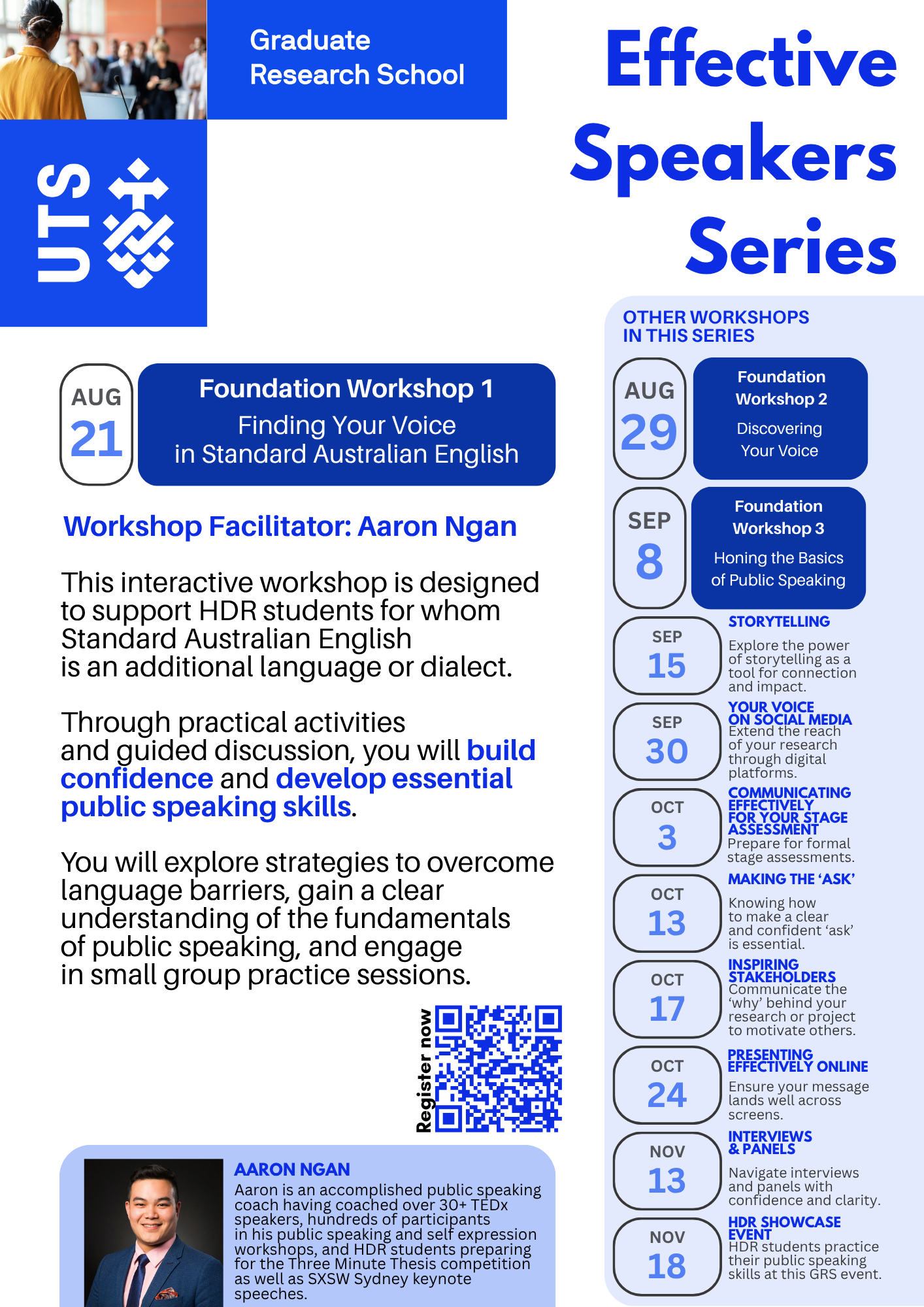 Foundation Workshop 1: Finding your voice in Standard Australian English (Effective Speakers Series)