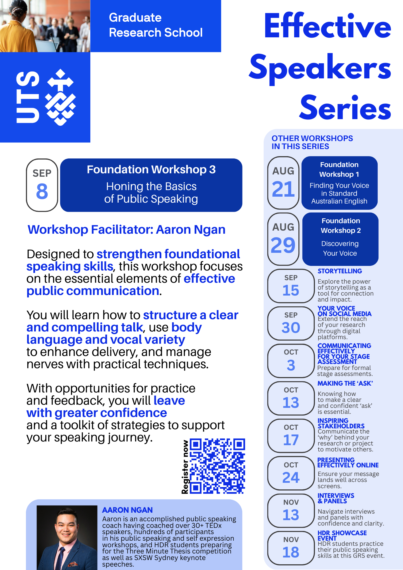 Foundation Workshop 3: Honing the basics of public speaking