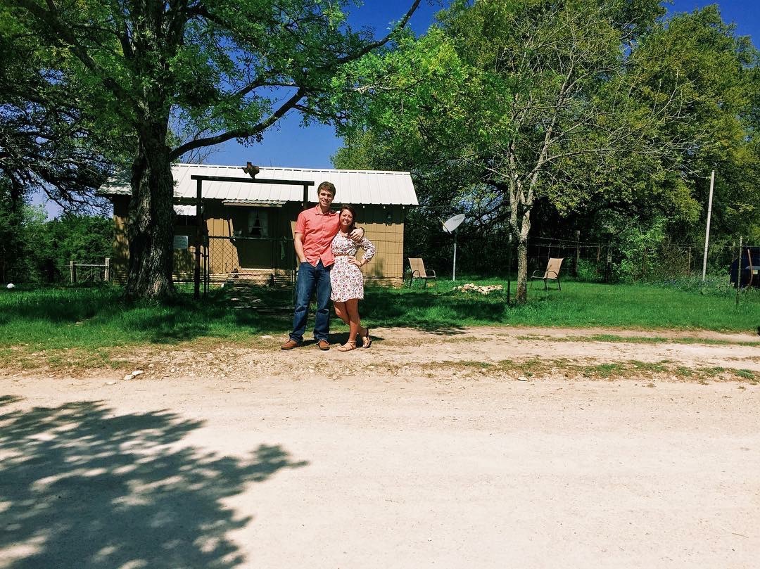 Joel and I at our tiny cottage while Joel worked in Meridian, TX.