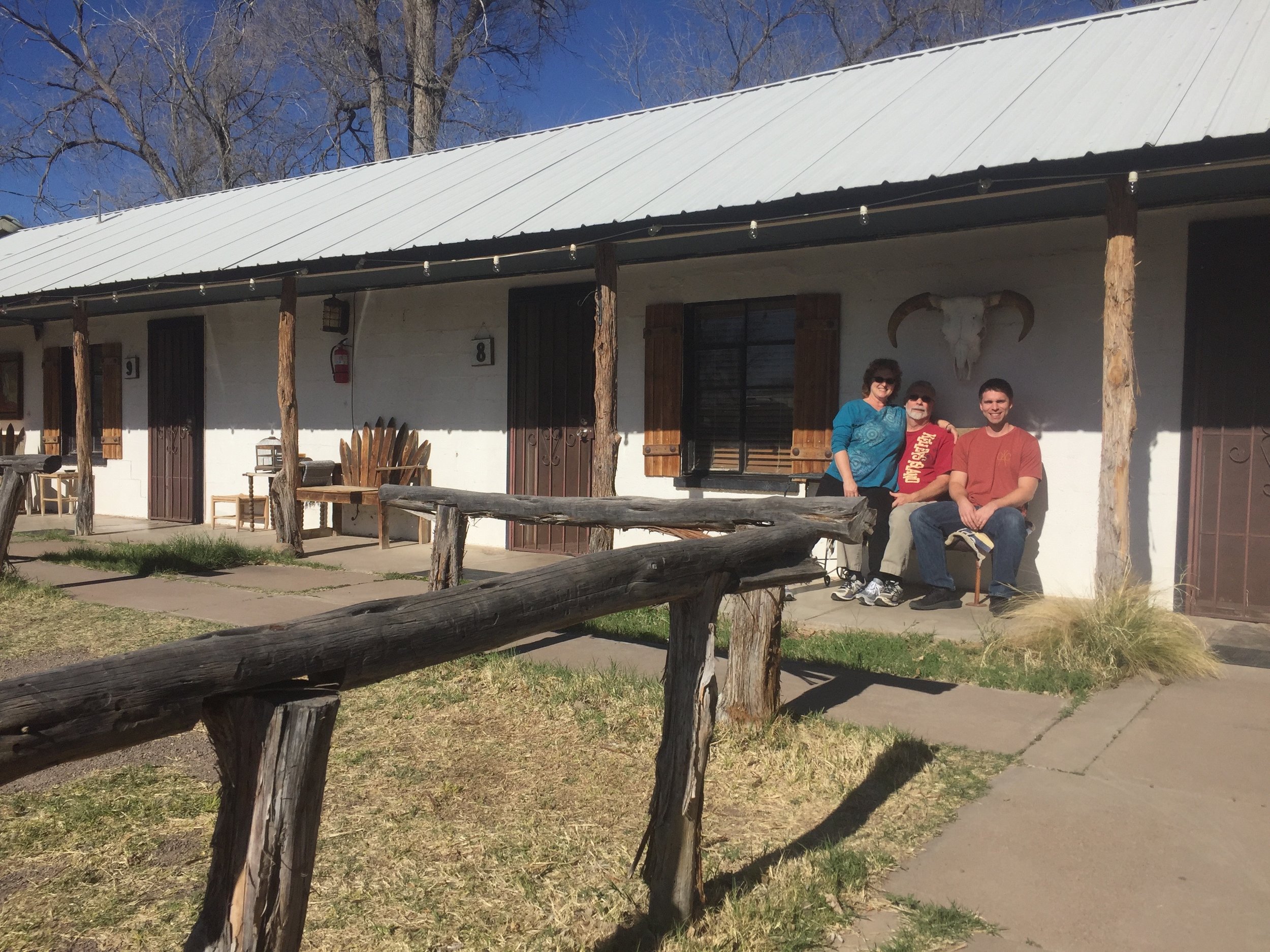 Joel with his parents at the Eleven Inn.