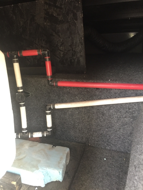 Valve #1, two more are to the left, behind the water heater. 