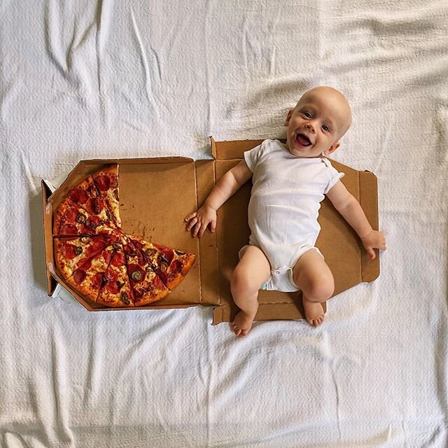 Little stink is 8 months old 🍕 #watchvernongrow