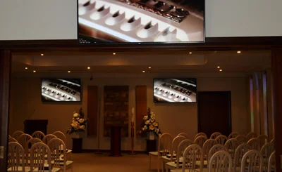 Bowra and Odea Funerals - Cannington WA - Crestron controlled av system with multiple screens, etc