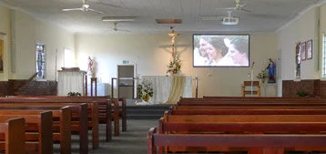 Mary Queen of peace catholic church - Margate - full av system - Yamaha TF Rack digital mixer and amplifier with ipad control - 1 pr bose double MA12ex column array speakers - panasonic laser projector with fixed screen - denon pro dvd/usb cd/usb/bluetooth and laptop media playback The system is setup to allow unattended automixing of microphones for normal service requirements