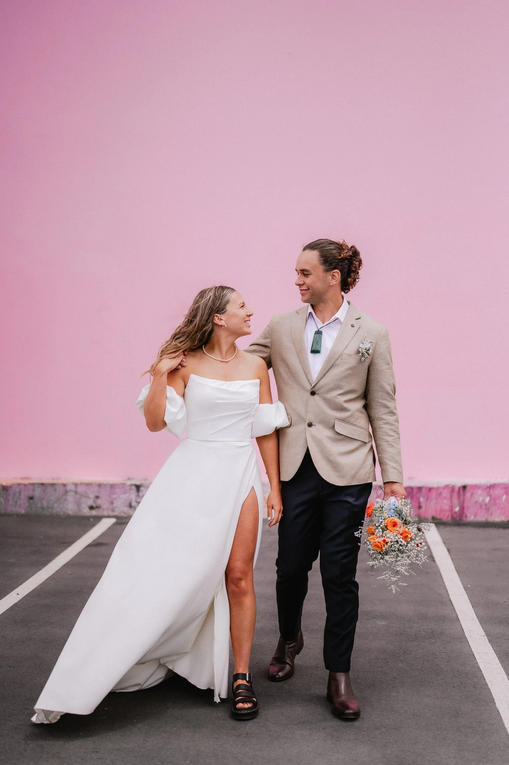 Christchurch Wedding Photographer pink wall