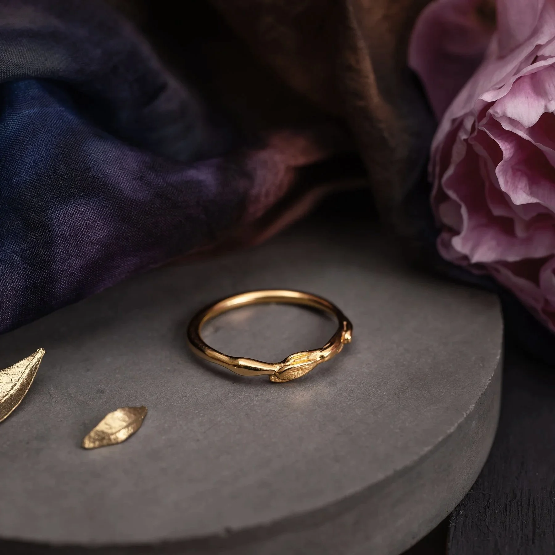POSY - burnished petal ring - 9ct gold
