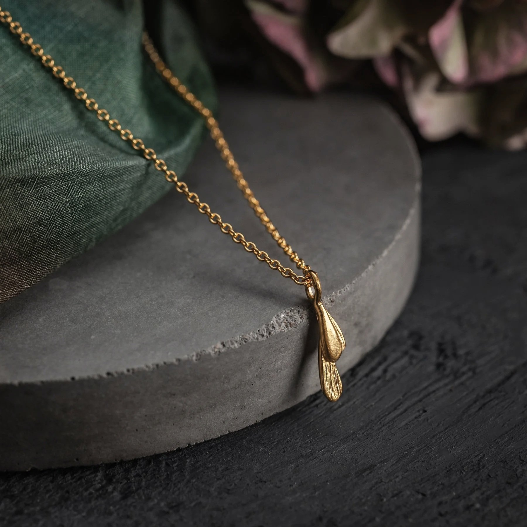 DROPLET - organic textured pendant - 9ct gold