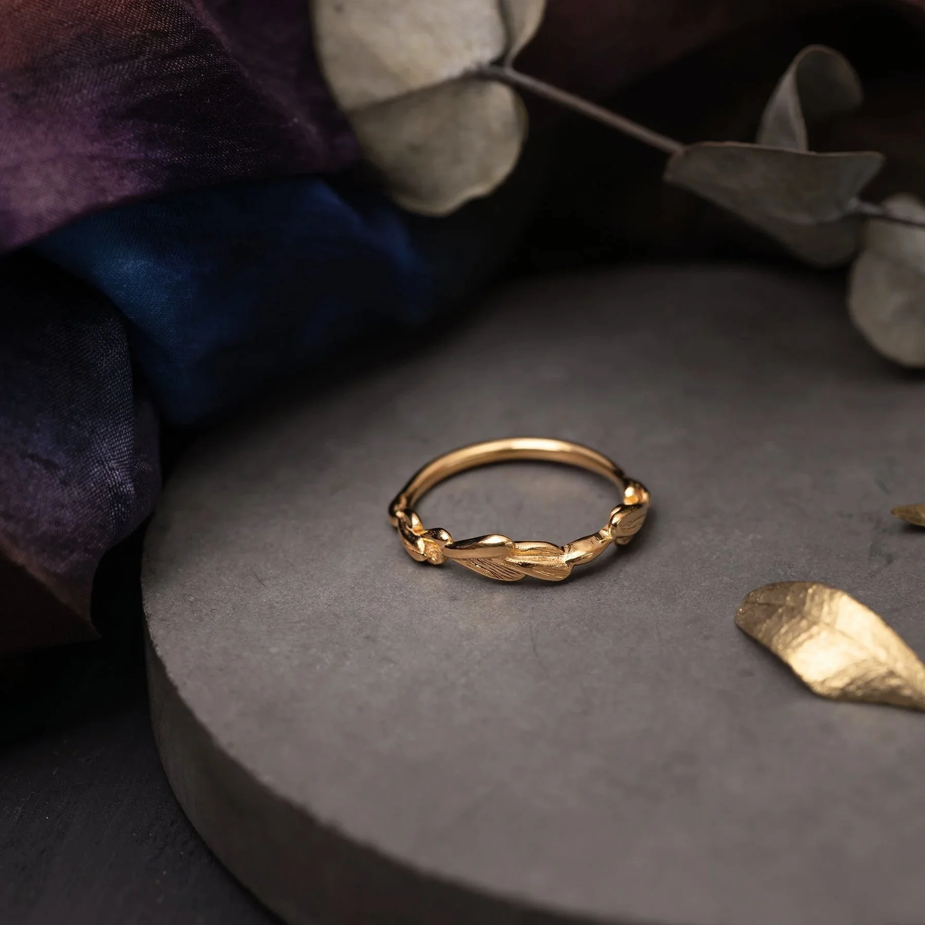CASCADE - tactile petal ring - 9ct gold