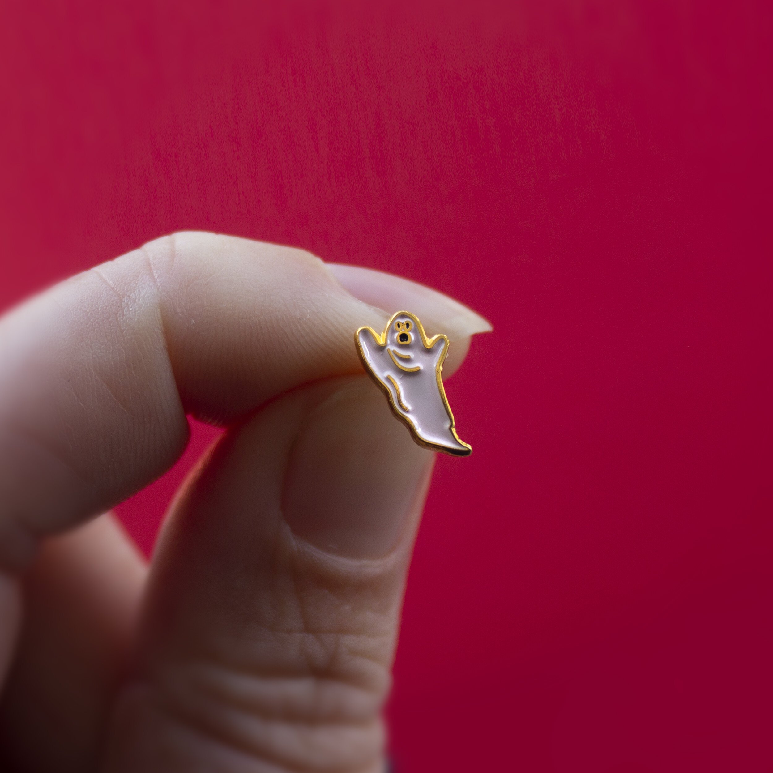 miniature ghost enamel pin gold white.jpeg