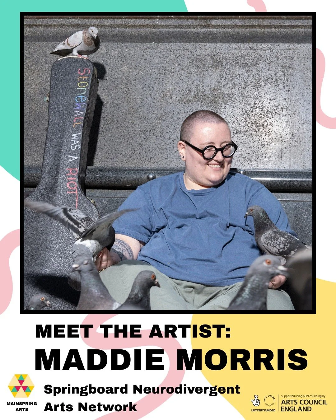 📣 To celebrate the launch of Springboard Neurodivergent Arts Network, we've commissioned three exciting neurodivergent artists/collectives to make new work... 📣

Next up we have Maddie Morris.

Maddie Morris (they/them) is a bold and socially consc