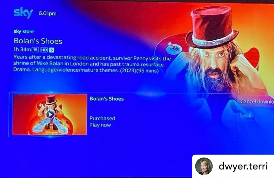 Available to rent or buy now @skytv #bolansshoes produced by TVA&rsquo;s multi talented @dwyer.terri 👏 🎬📺
Posted @withregram &bull; @dwyer.terri Just a little bit exciting to see our film on @skytv It takes an army to get to this point and I want 