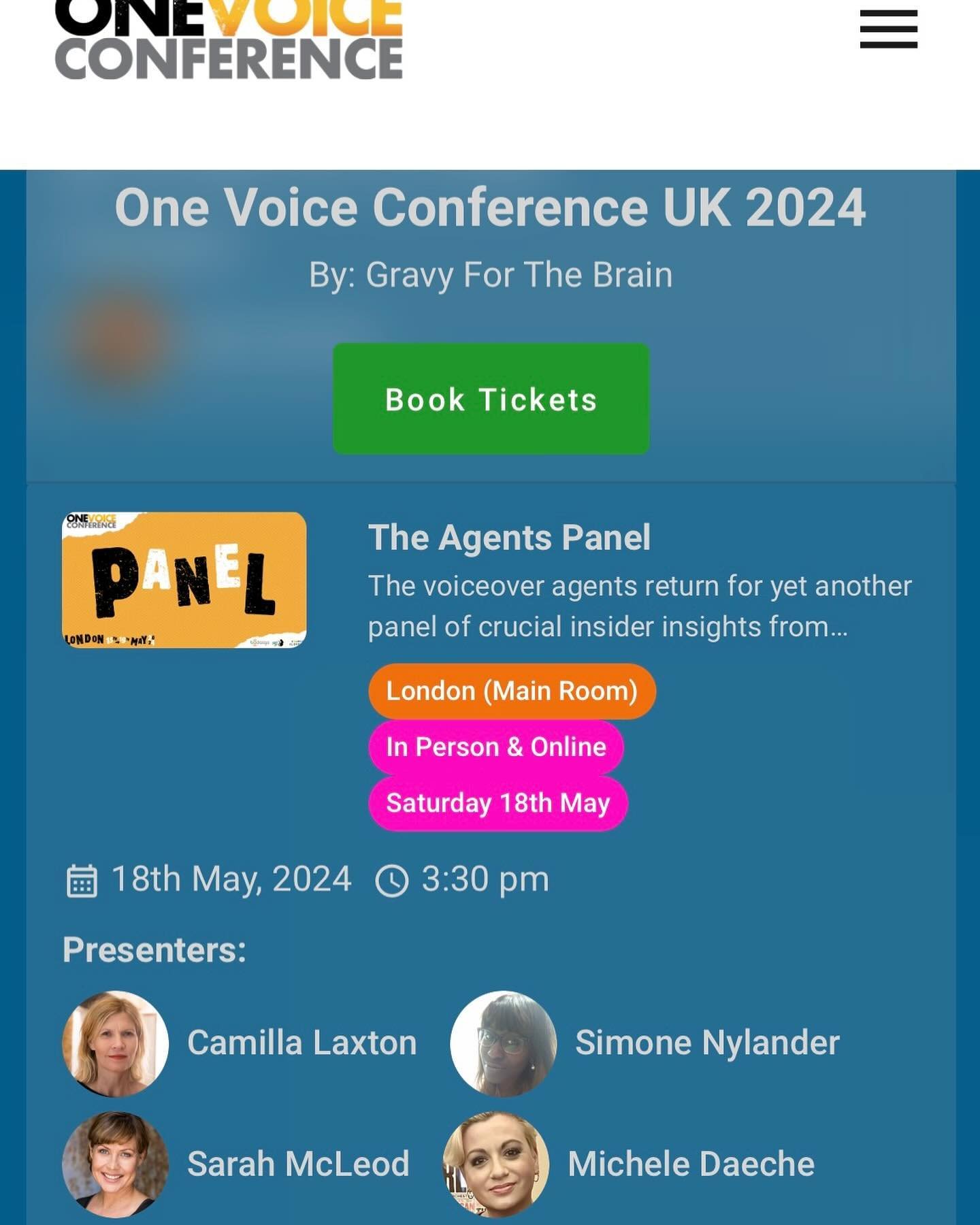 Looking forward to taking part in the Agent&rsquo;s Panel discussion at the forthcoming #onevoiceconference2024 in a month&rsquo;s time - organised by Hugh Edwards @gravyforthebrain @ @peterdickson 🎙️🎤🎧💜 book your tickets to attend in person or o