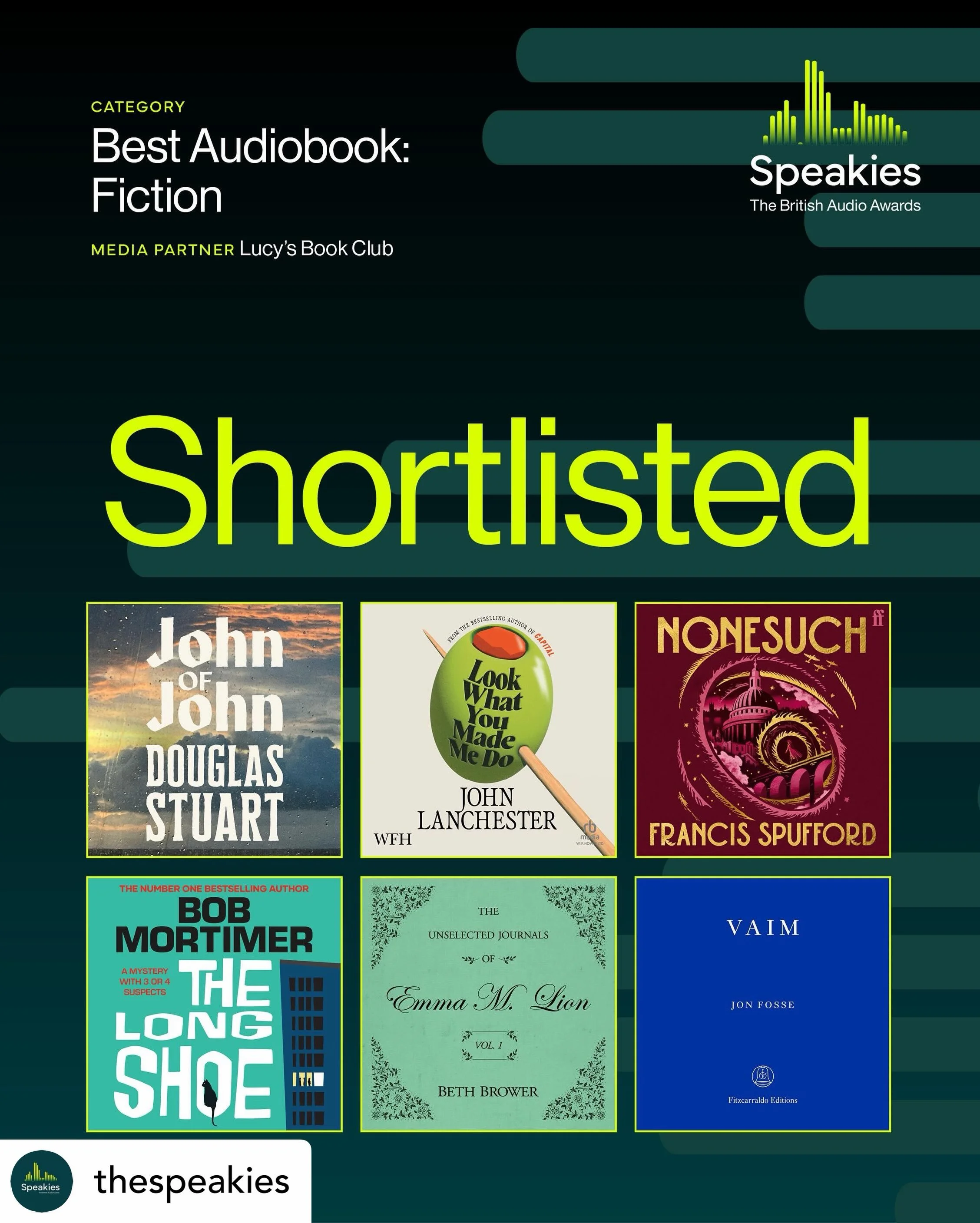 Incredibly proud to announce that TVA&rsquo;s utterly stupendous narrator @genevieve_gaunt has been nominated not just once, but twice in this year&rsquo;s @thespeakies awards!! 👏 a Winner in my eyes already 😉🏆💜. 

Thank you to #johnlanchaster @w