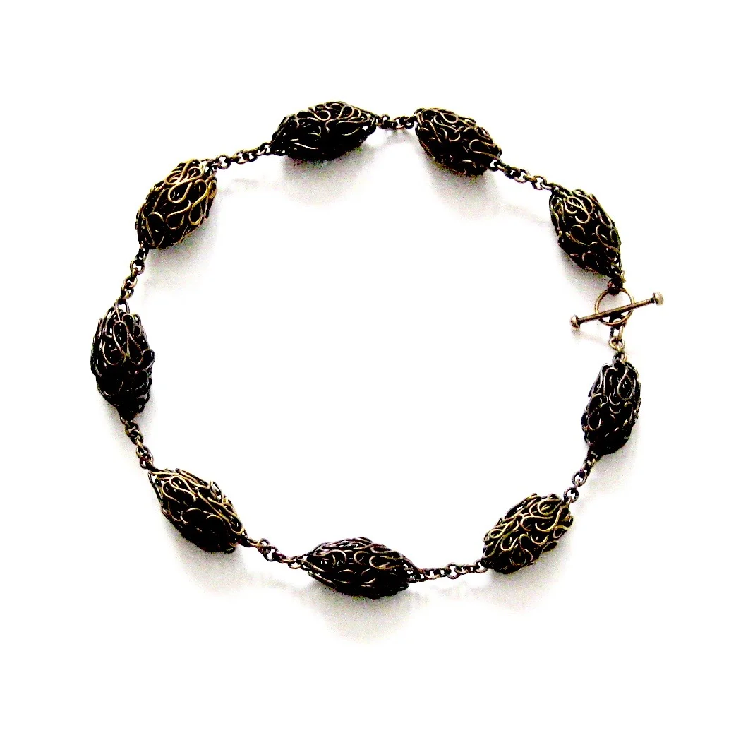 'Woven Nugget Necklace' 2015, Oxidised Gold Plated Copper Also in Sterling Silver