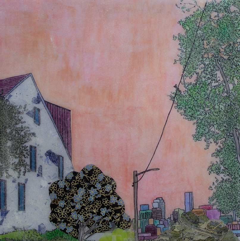 City Through the Trees 20x20cm