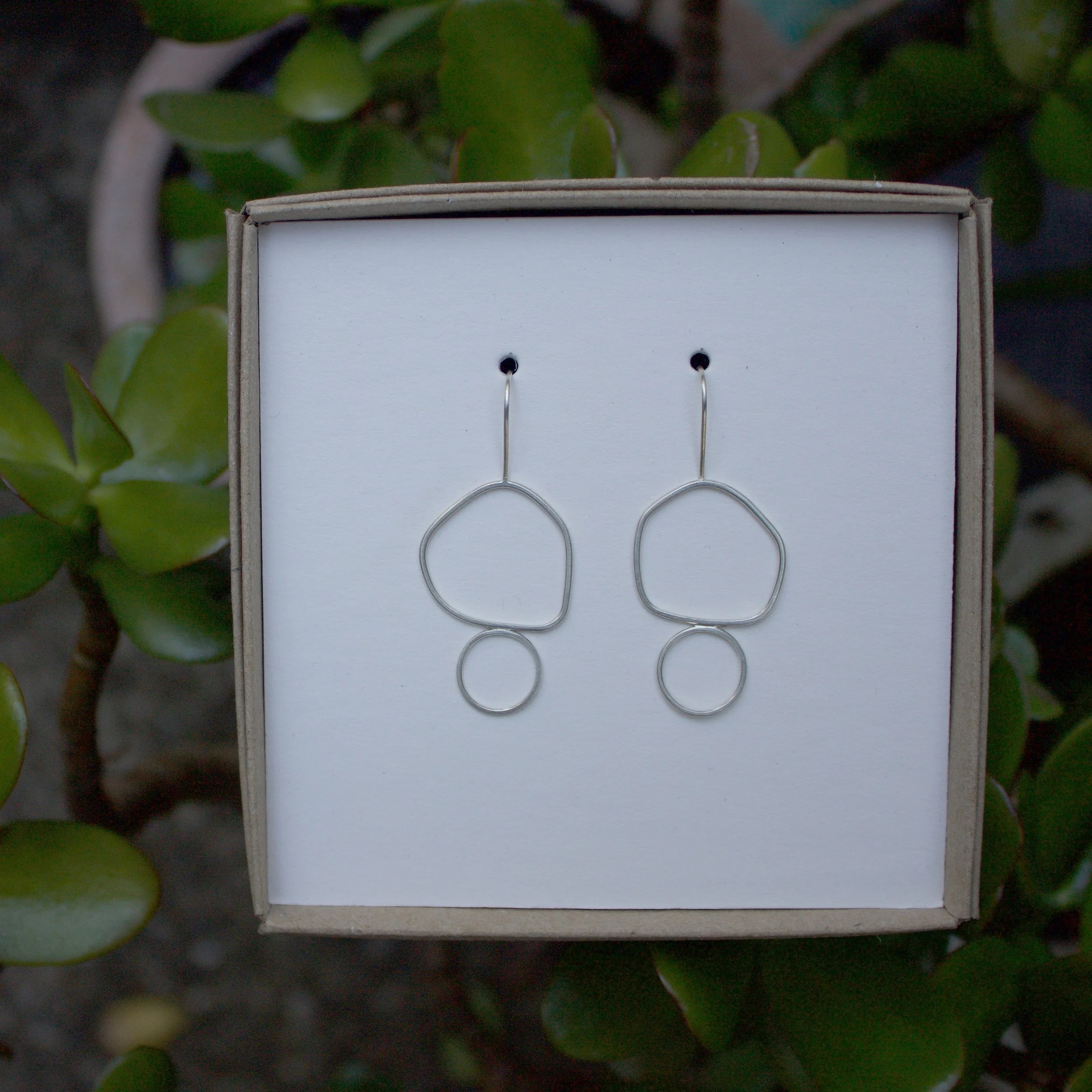 sterling silver small double circle earrings