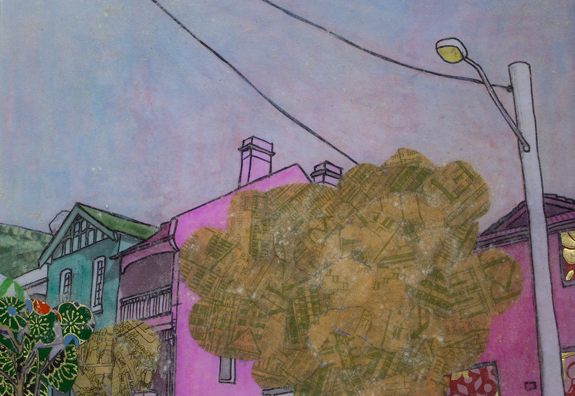 Balmain Baby (collaged tree) 12.5x17.5cm