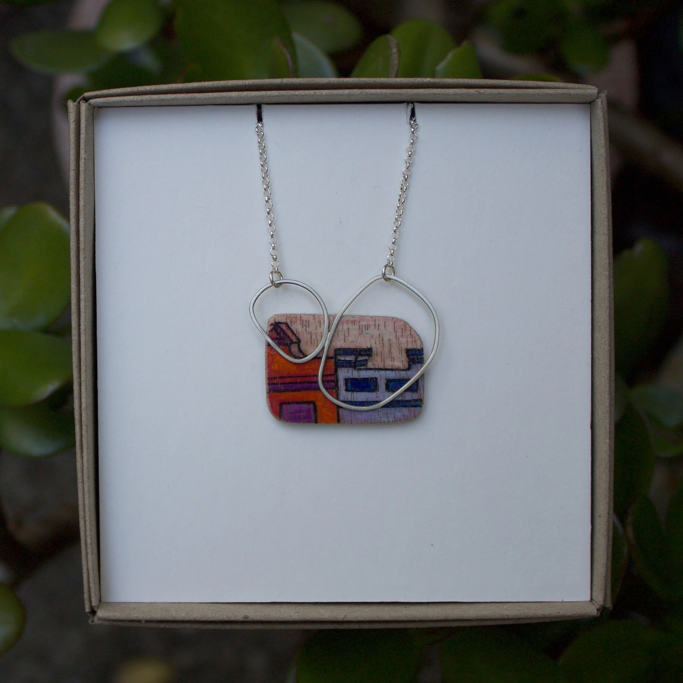 rooftops ply & silver pendant