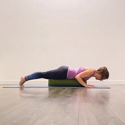 Chaturanga Dandasana -Four-Limbed Staff Pose variation with yoga