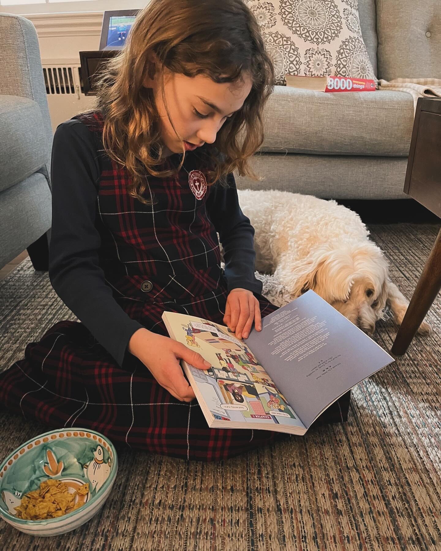 Snacks, a book and a dog. What more can a kid ask for? Logging minutes for the Read-A-Thon, the competition is heating up! #ChapelSpirit