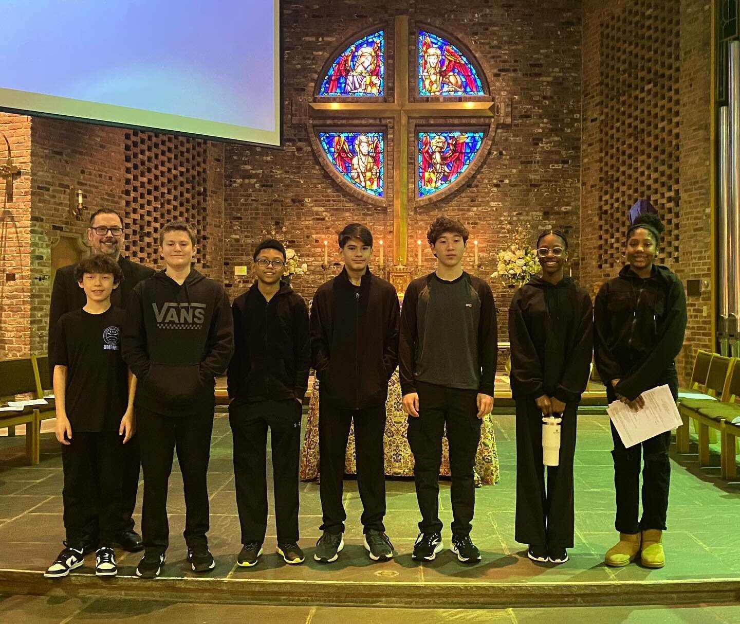 TCS 8th Graders and Pastor Hartwell led a thoughtful Tenebrae Service on the Stations of the Cross this morning, complete with a beautiful &ldquo;Were You There?&rdquo; duet by Sean and Jazmain 🙏🏻✝️! #HopeInTheLord