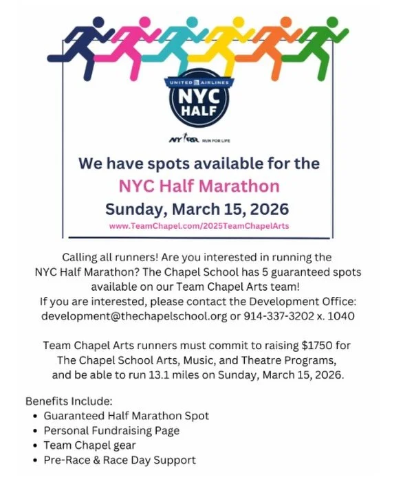 We have 4 Spots Available for Sunday, March 15, 2026! New York Road Runners (NYRR) 2026 United Airlines NYC Half Marathon! #SupportTeamChapelArts #BuildingAFamilyOfFaith