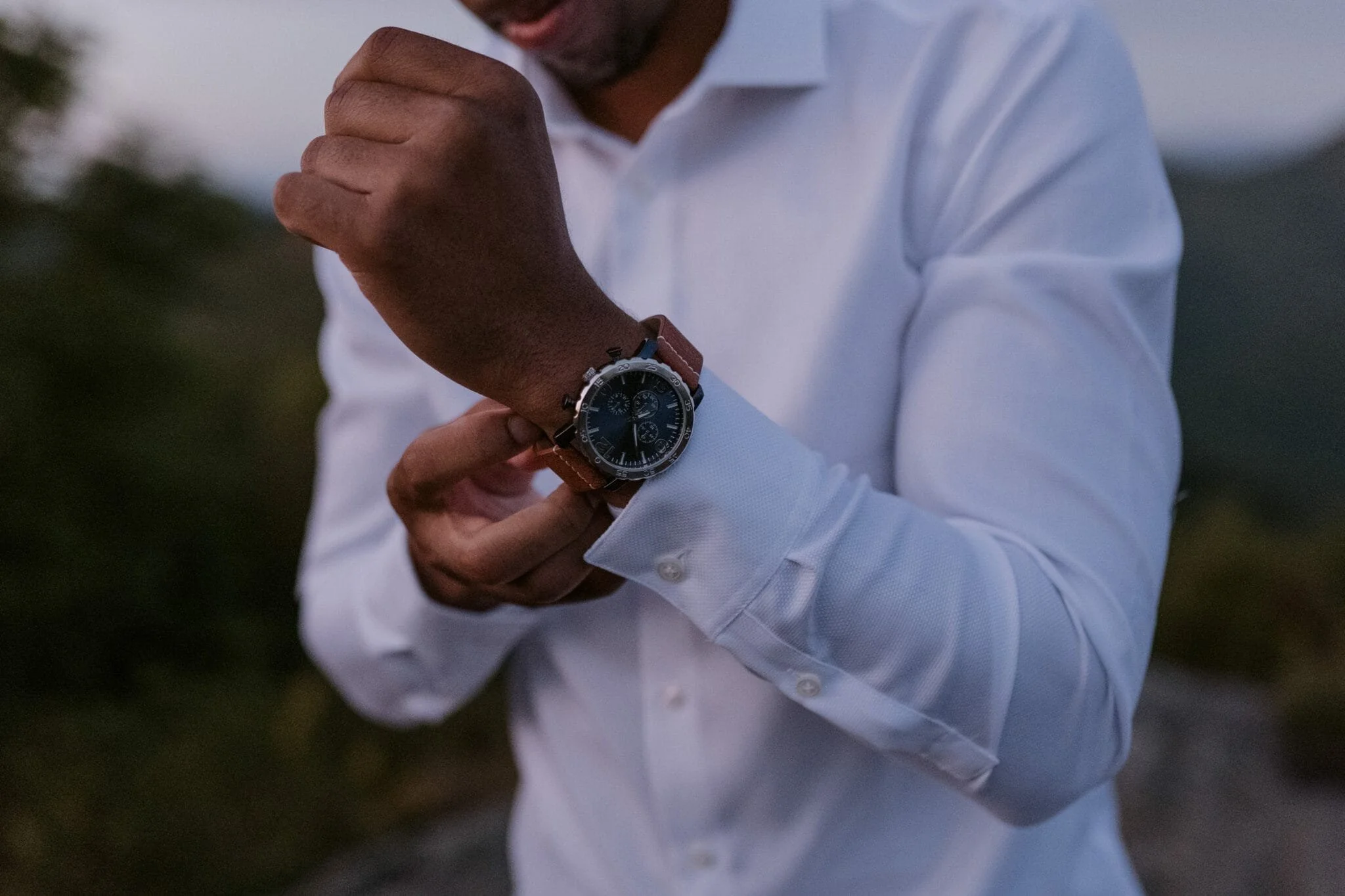 North Carolina Adventure Elopement Groom Getting Ready Watch.jpg