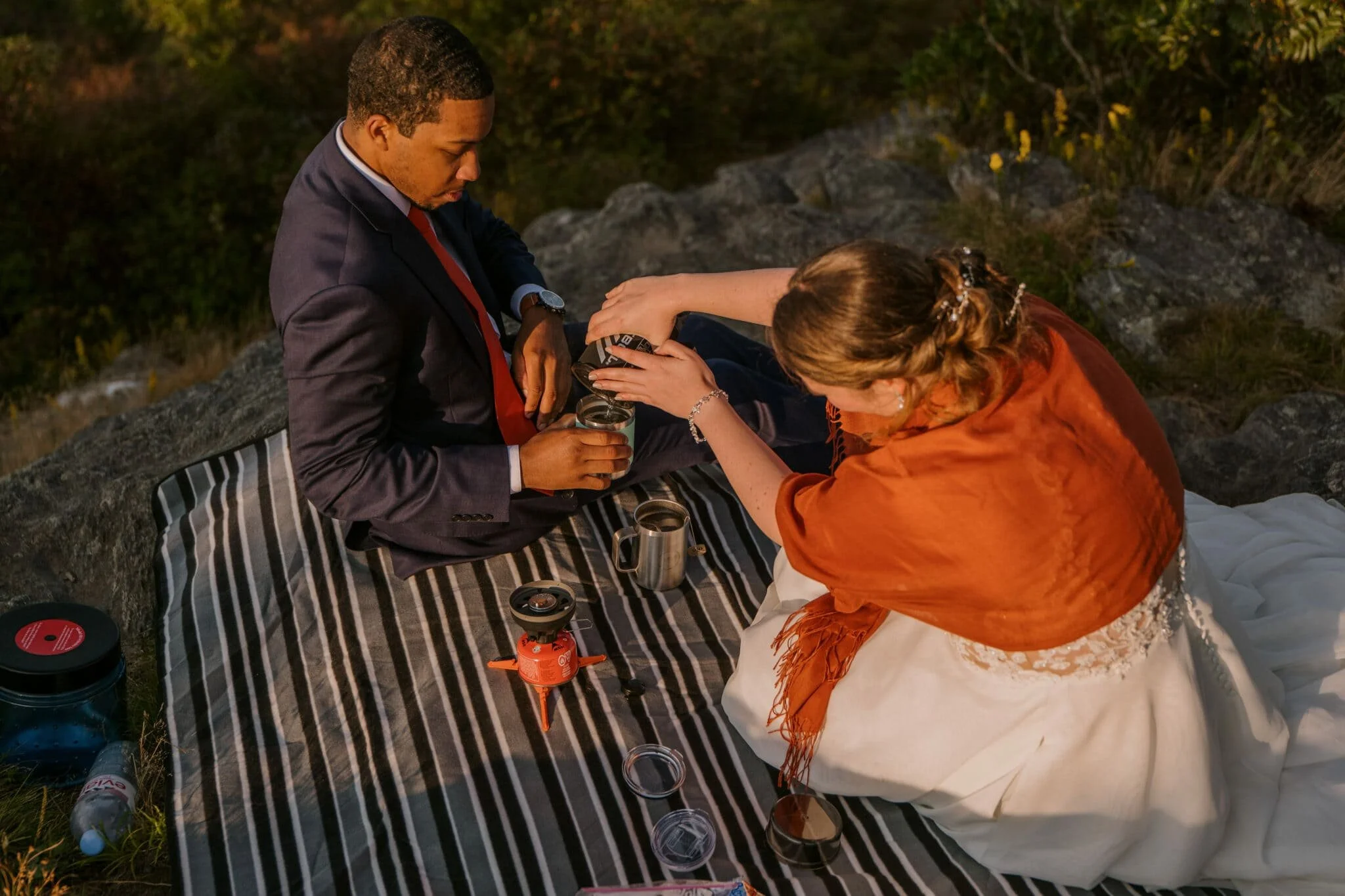 North Carolina Adventure Elopement Picnic Breakfast Coffee.jpg