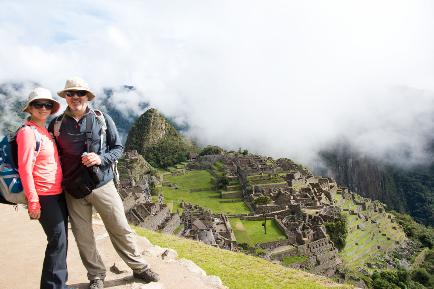 Hikers Posing at Machu Picchu
