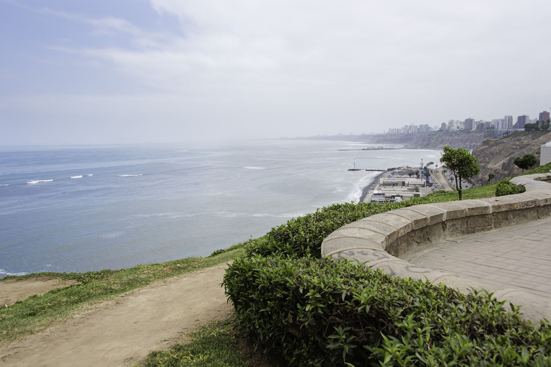 Ocean View from the Sidewalk in Miraflores Lima Peru
