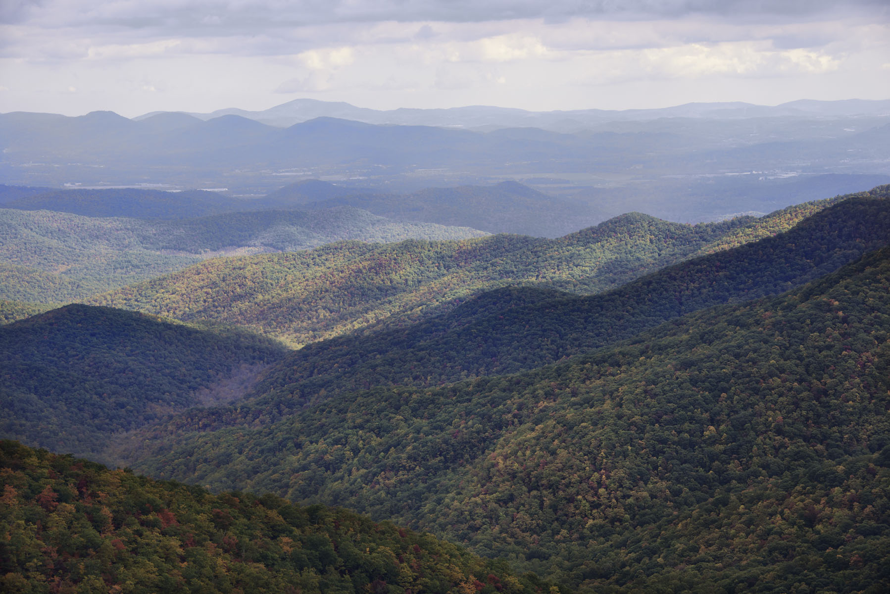 Overview of Fall Foliage in Smoky Mountains on Blue Ridge Parkway