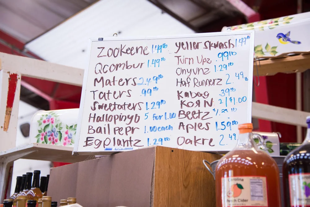 Produce Sign at The WNC Farmers Market