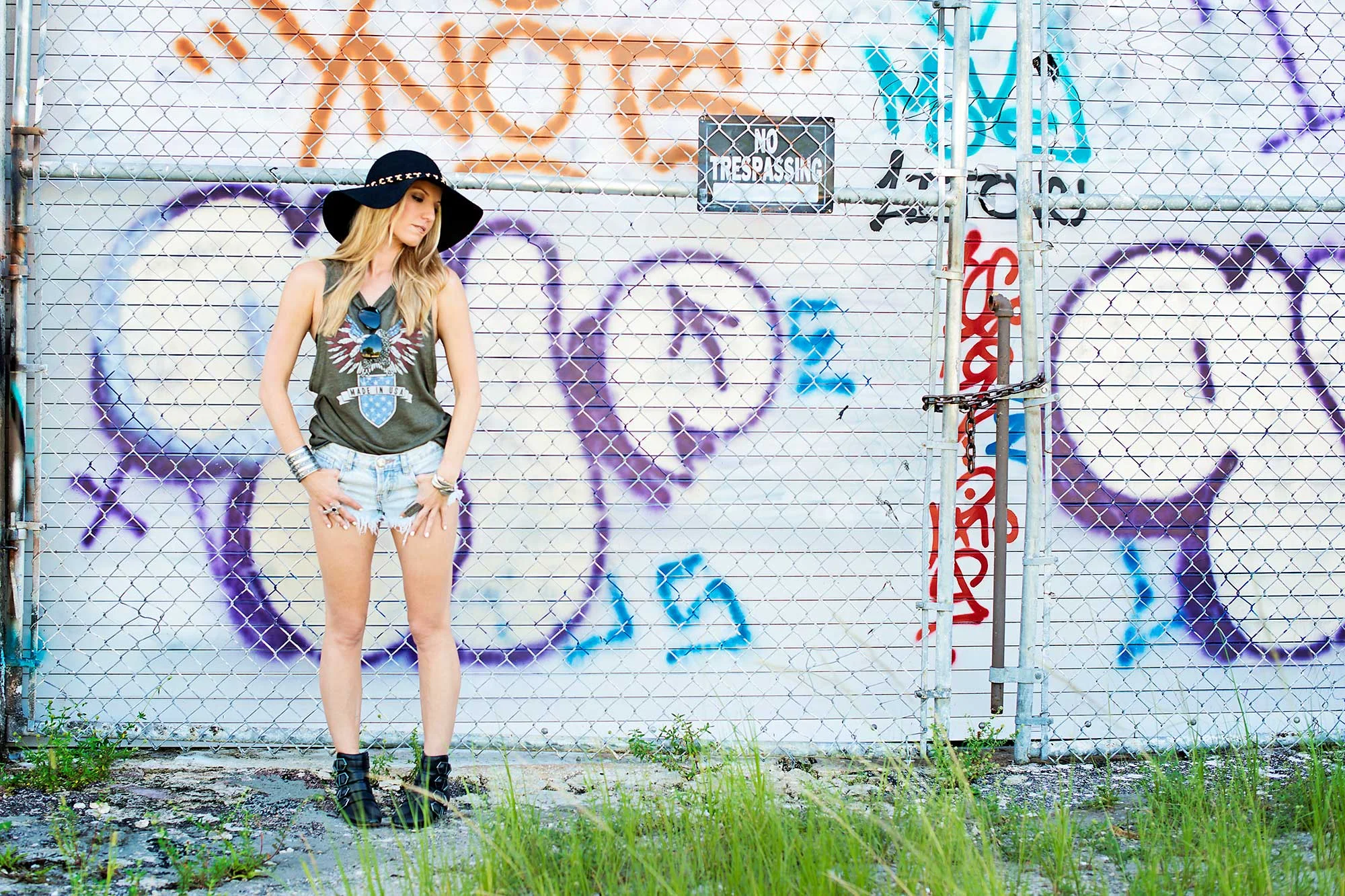 Stylish Woman With Graffiti