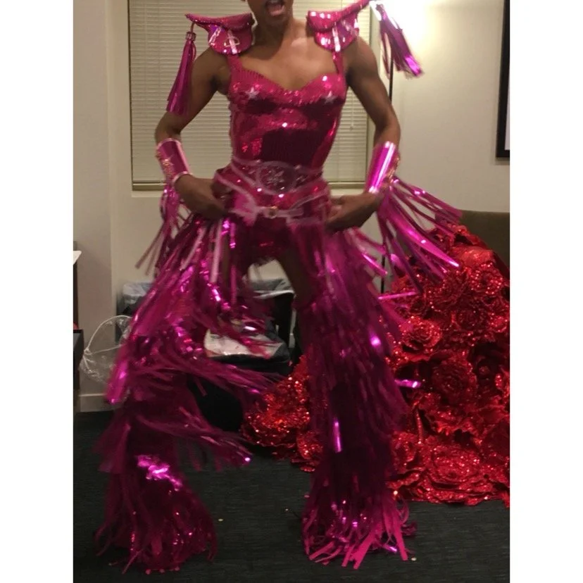 rupaul-in-pink-fringe-western-outfit-by-zaldy-BTS.JPG