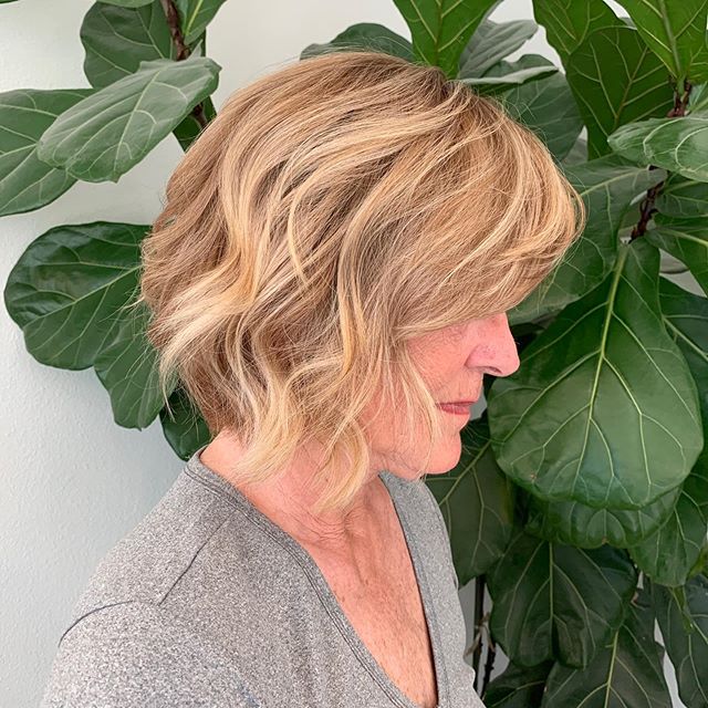 Proof that you can have amazing hair at any age! Beautiful color and textured bob cut by stylist @thewisestylist