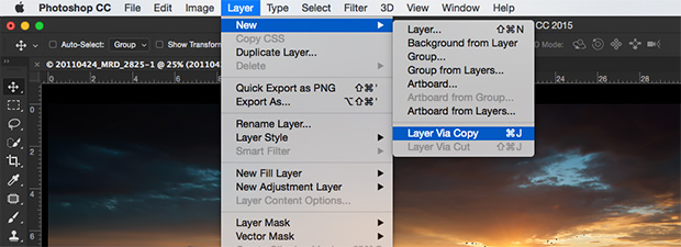 New layer via copy.