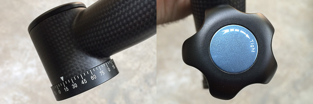 Degree markings on bottom of Gimbal, and rubber swivel locking knob.
