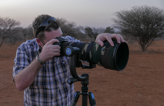 Yours truly in action with the lens mounted onto the PH-20 Gimbal. (Photo by Jon Bryant)
