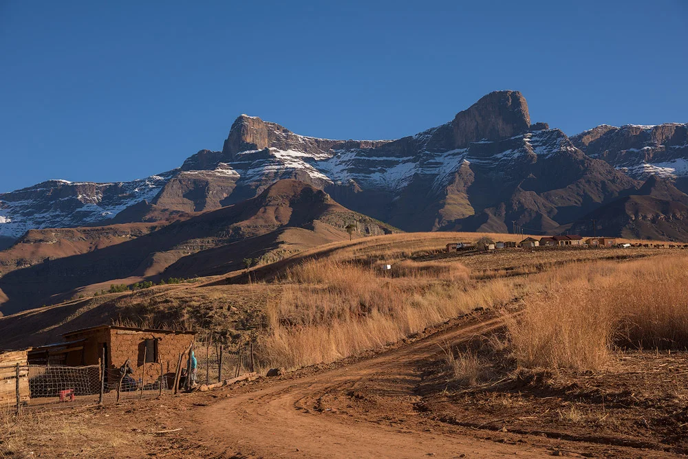 Afternoon high up in the Mnweni, alongside the Thonyalana River. The Saddle are the two main peaks in the background.