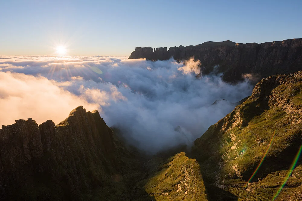 Shooting directly into the sun yields unwanted lens flare issues.