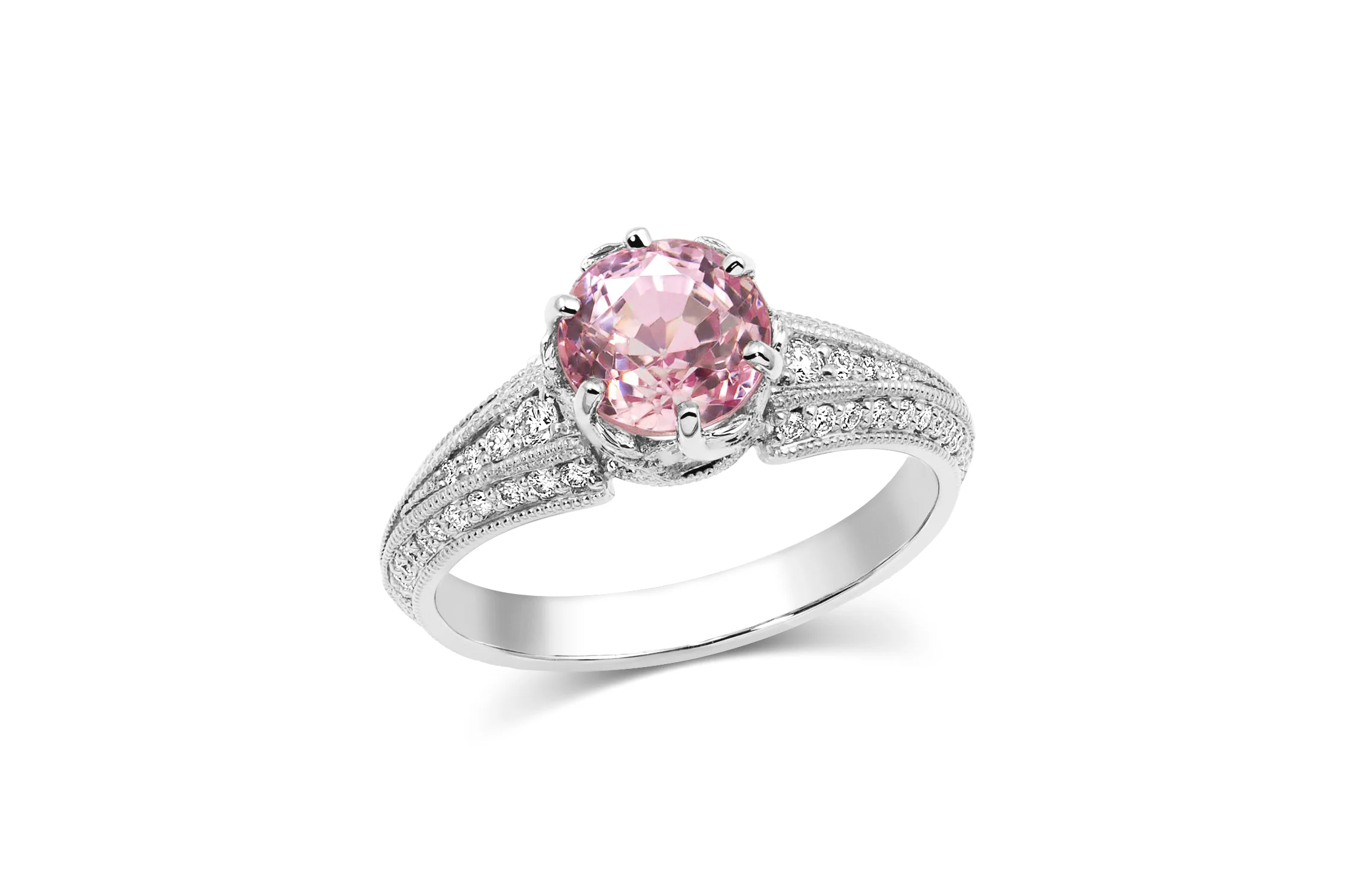 Pink sapphire and diamond engagement ring ~ 1.94 carat pink sapphire ~ Ann Elizabeth Jewelry
