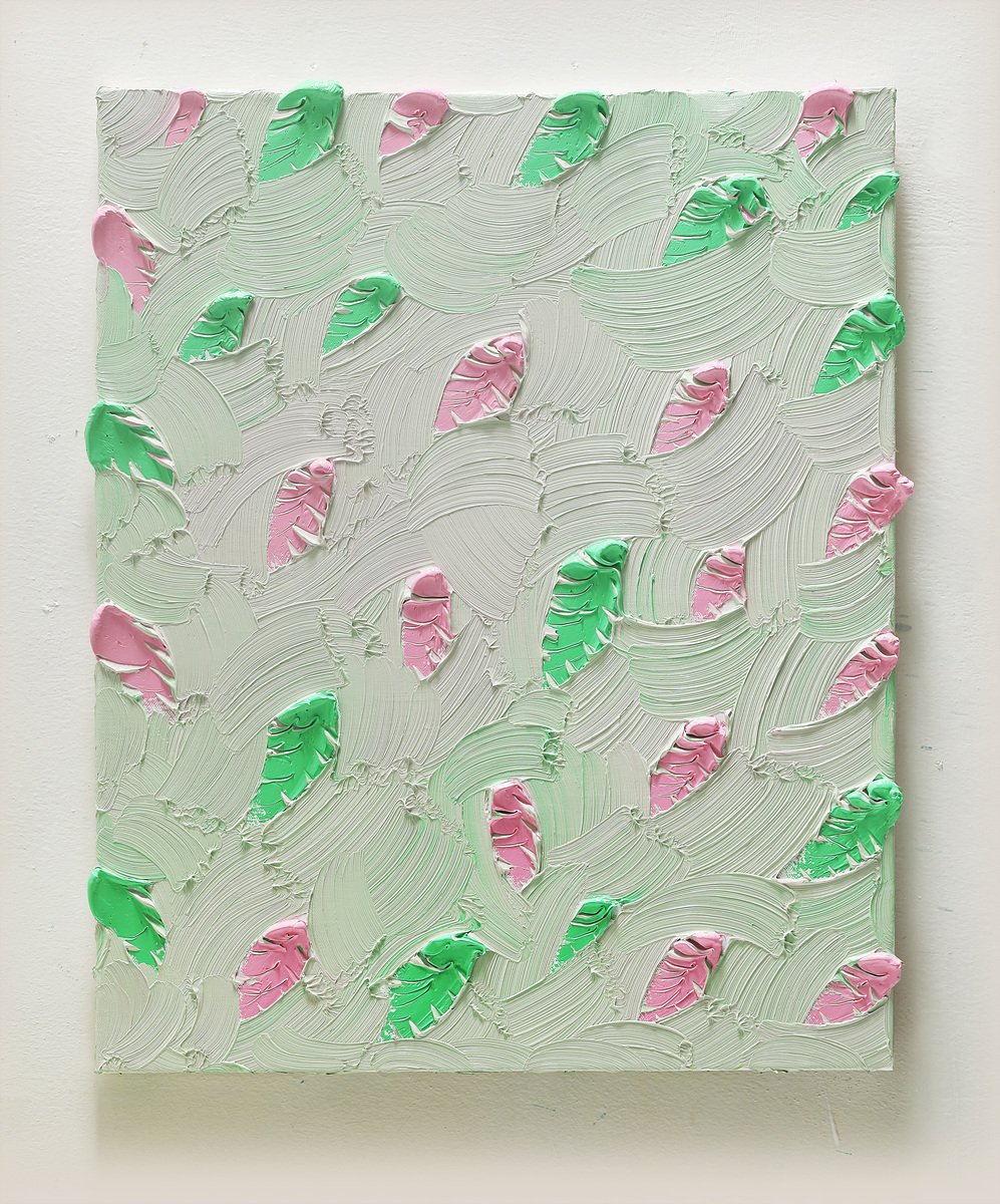 Pink and Mint Wave, 65 x 53 cm, oil on canvas, 2024